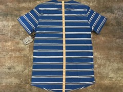 Men’s New T-Shirt Brooklyn Cloth M Blue Stripe Cotton Blend Crew Scoop Hem NWTs