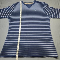 Ditch Plains Blue Shirt Striped Thermal Waffle Knit Long Sleeves Top Mens Size M