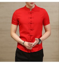 Summer Thin Pure Color Men’s Shirt Collar Button up Short Sleeve Slim Fit Casual