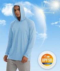 Men’s UPF50+ Hoodie Shirts Fishing Hiking Sun Shirts Quick Dry Workout T-Shirts