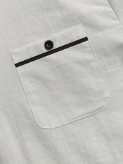 Mens Cotton Solid Color Shirt Stand Collar Casual Business Summer Beach Fun Gift