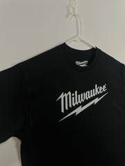 Milwaukee Black T-Shirt (New Condition) M18 Battery Heavy Duty Power Tools Tee