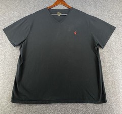 Polo Ralph Lauren Shirt Mens 2XB Black Short Sleeve Red Pony T-shirt V-neck