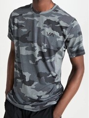 $60 RVCA Men’s Sport Vent Performance Camo Crew Neck T-Shirt-Grey Camo-Medium