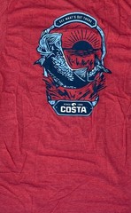 Costa Del Mar T-Shirt Top Men’s Size M Long Sleeve Logo 100% Cotton Red Blue