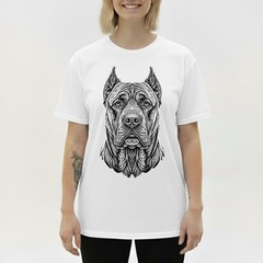 Cane Corso T-Shirt Line Art Dog Portrait Mastiff Lover Graphic Tee Shirt S-5XL