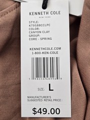 Kenneth Cole Active Tech Crew Neck Short Sleeve T-Shirt Canyon Clay Men’s Size L