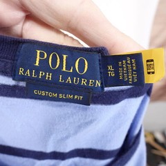 POLO RALPH LAUREN CUSTOM SLIM FIT BLUE STRIPED SHORT SLEEVE TSHIRT SZ XL **READ