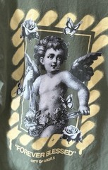 Popular Poison T Shirt Mens Large Green Blessed Cherub Angel Back Graphic Y2K