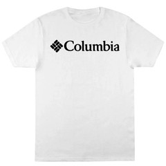 COLUMBIA Logo T-Shirt sz S Small White Black