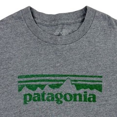Patagonia Logo Graphic T Shirt Men Small Slim Fit Gray 100% Organic Cotton USA