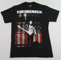 JIMI HENDRIX Peace Sign American Flag Psychedelic Rock Black T Shirt Size M