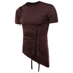 Men’s Irregular Shirt Short Sleeve Muscle Tee T-shirt Casual Top Blouse