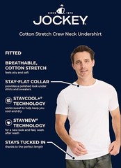 Jockey Men’s Undershirt Cotton Stretch Crew Neck Undershirt – 3 Pack L