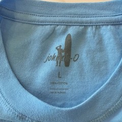 NEW Johnnie-O Graphic T-Shirt Sz L Surf Wagon Logo Tee Blue Woody Crew-neck