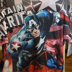 Marvel Captain America All Over Print Graphic T-Shirt Mens Large C-Life Group L