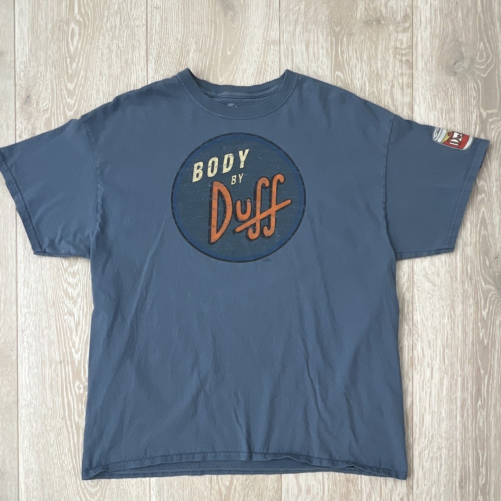 Universal Studios The Simpsons Duff Logo Graphic Blue Cotton Crew T-Shirt XL