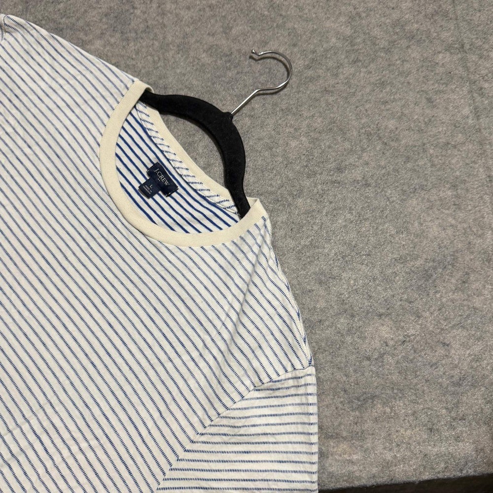 J.Crew Re-Imagined Mens Large Blue White Striped Cotton T-Shirt BG833 FA22
