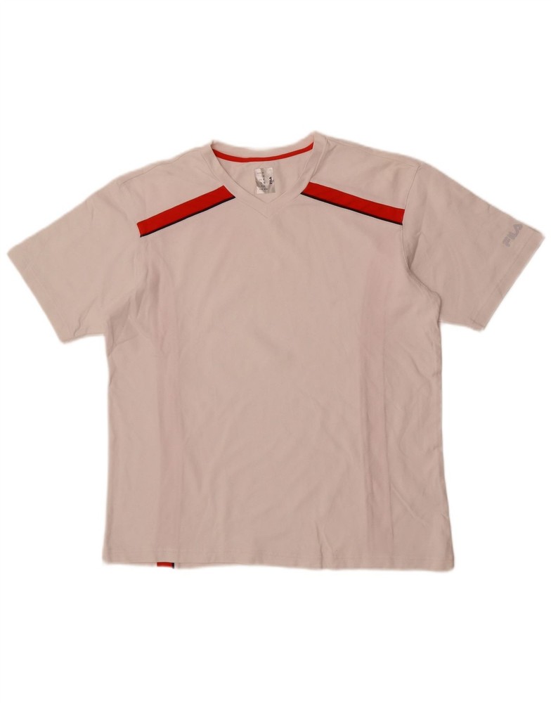 Fila Mens T-Shirt Top Medium White Colourblock Polyamide AP16