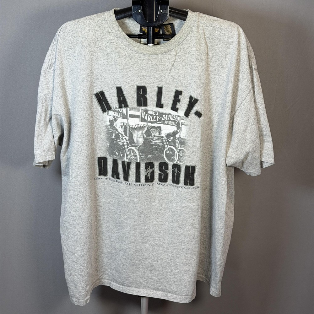 Vintage Harley-Davidson Shirt Mens 2XL Gray 100th Anniversary Graphic Tee USA