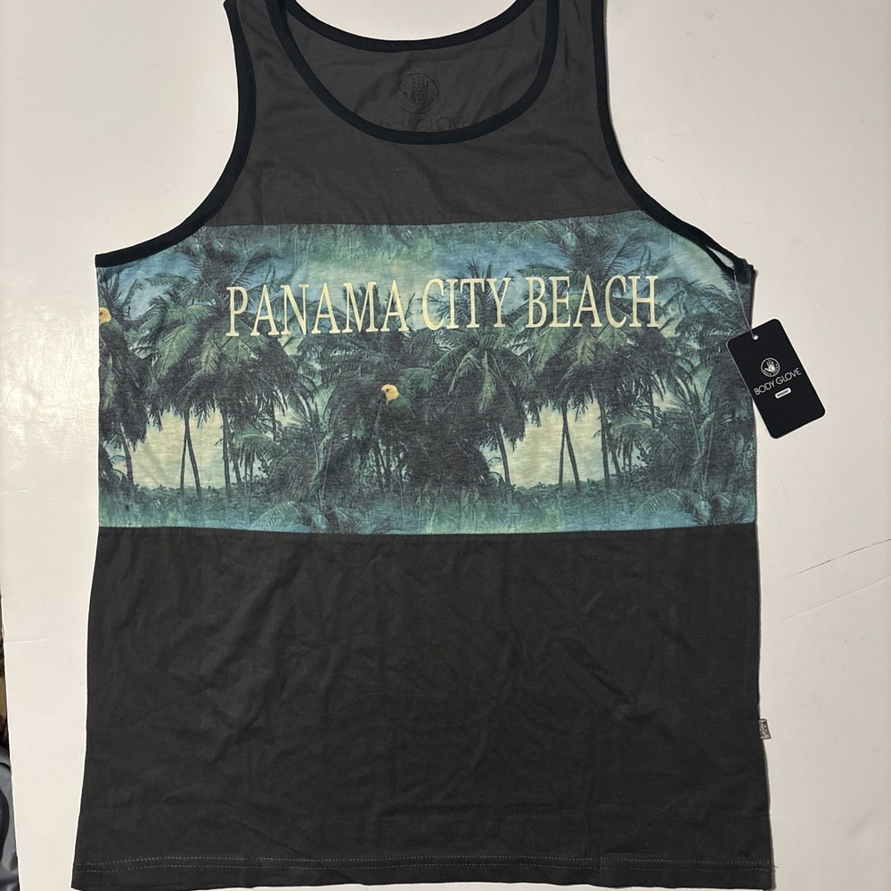 NWT panama city beach Body Glove Men’s Tropical Beach Charcoal Tank Top Size L
