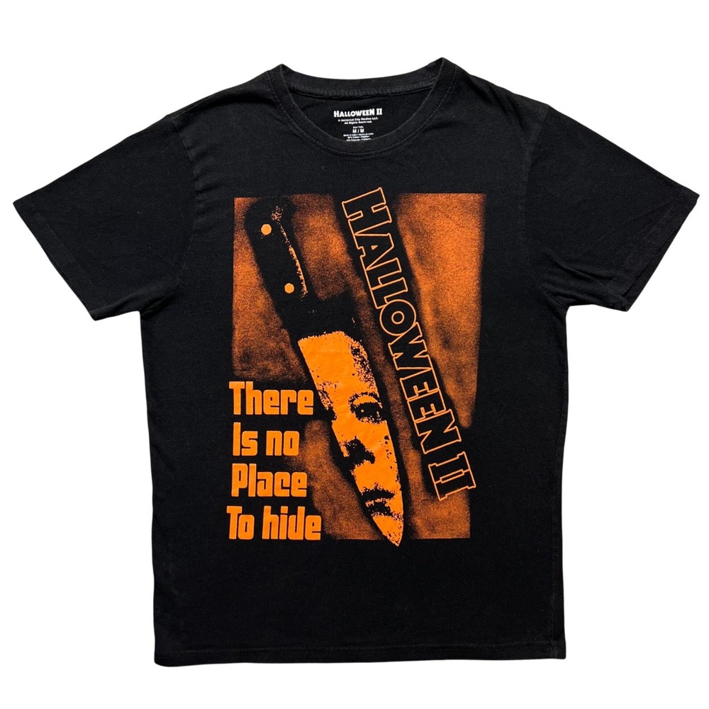 Halloween II Horror Movie T Shirt Medium M Black No Place To Hide Michael Myers