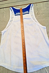Addicted White Navy Blue Logo Mesh Tank Top Sz. L /34 See Thru Sexy Muscle Top