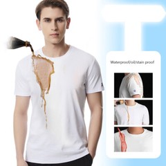 Men T Shirt Short Sleeve Tee Waterproof Oil Stain Proof Summer Casual Streetwear