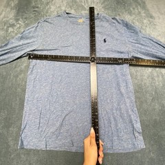 Polo Ralph Lauren Custom Slim Fit Shirt Mens Medium Blue Logo Crew Neck Comfort
