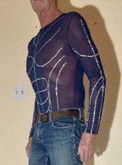 Men’s Sheer Mesh Beaded Shirt Rave Festival Club – Free Ship – Pup Approved!