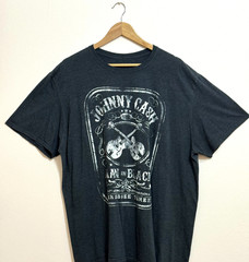 Johnny Cash Shirt 2XL XXL Charcoal Grey Man In Black Outlaw Country Music Guitar