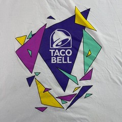 Taco Bell Mens Size 2X White 90s Retro Geometric Graphic Short Sleeve T-Shirt