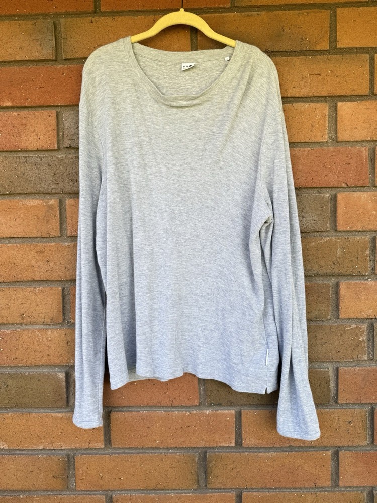 NN07 No Nationality Shirt Clive Waffle Knit Thermal Long | Gray | Size XL