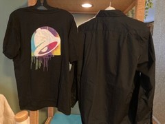 6 Taco Bell Shirts, MENS Large, 1 Med, Crew neck, V-neck & Button /Employee/Work