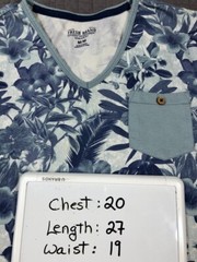 Fresh Brand Shirt Men Medium Blue Hawaiian Tropical Floral Beach Surf Cotton Tee
