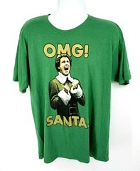 Christmas Elf Movie Adult Will Ferrell Buddy T-Shirt Size XL Green OMG! SANTA!