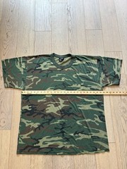 Vintage 90s Rothco Woodland Camo T Shirt XXL Made in USA Military Camouflage