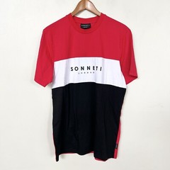 New SONNETI LONDON Men’s Capri Short Sleeve Tee T-Shirt Color Block Logo (M, L)