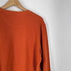 LL Bean Mens Burnt Orange Waffle Knit Long Sleeve Thermal Crewneck Shirt Size L