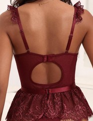 Lace Bodysuit Women Lingerie Set Sexy Underwire Babydoll with Mini Skirt and …