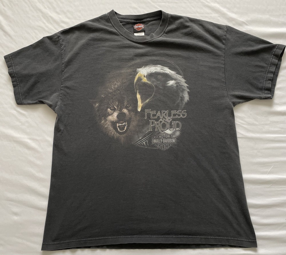 Vintage Harley Davidson Eagle & Wolf Fearless and Proud Logo XL Salt Lake City