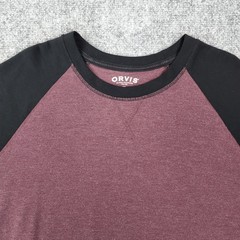 Orvis Shirt Mens XL Burgundy Black Raglan Sleeve Lined Crew Outdoor Pullover