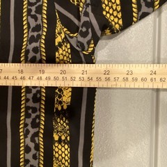 Stretch Drill Clothing Animal Print Mens Dress Shirt Black Yellow Grey Size M