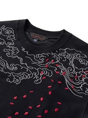 Men’s Embroidered Dragon T-Shirt Hip Hop Short Sleeve Heavy Stitch Streetwear