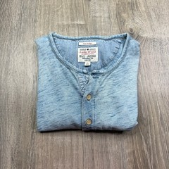 Lucky Brand True Indigo Mens Blue Classic Dip Dye Burnout Henley T-Shirt Size L