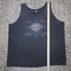 Vintage 2006 Harley Davidson Oak Lawn Tank Top 2X Biker Grunge Fade Black Cotton