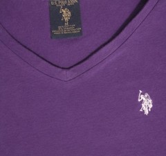U.S. Polo Assn. Men’s Purple V-Neck T-Shirt Size M Cotton Stretch Logo Tee