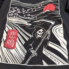 RIOT SOCIETY T-Shirt Mens Size L Grim Reaper Graphic Mt. Fuji Japan ‘Scream’ 悲鳴