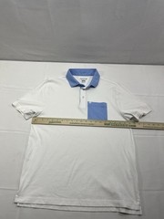Good Good Golf Polo Shirt Men’s Size Medium White / Blue Contrast Collar Pocket