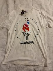 1996 Atlanta Centennial Olympic Games White T-Shirt Single Stitch Size L w/ Tag